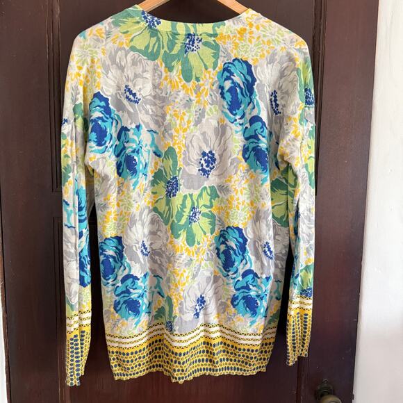 SPARROW | Anthropologie Yellow and Blue Floral Lightweight Cardigan | Large - Picture 5 of 6